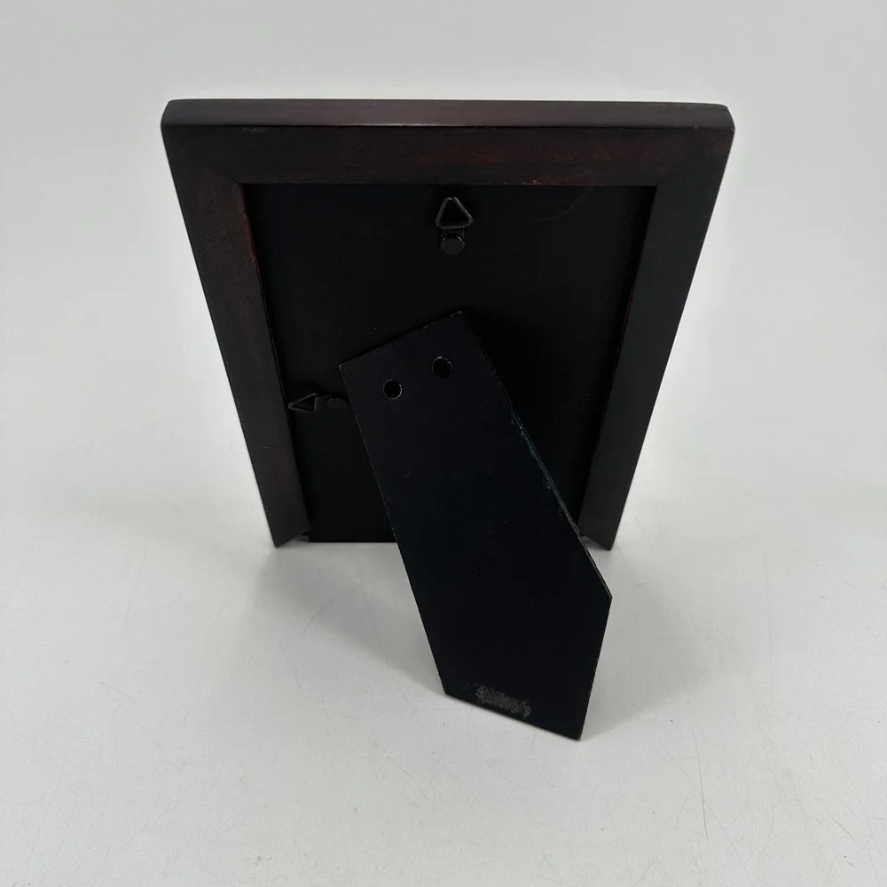 Mahogany Wood Picture Frame 4x6 Traditional Beveled Tabletop Wall Mount Brown